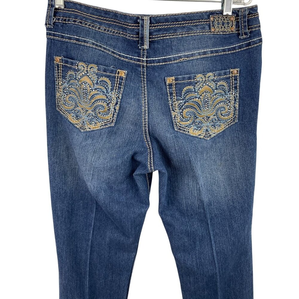 Bandolino Womens Missy Size 8 Embellished Pocket Bootcut Jeans Medium Wash Denim - Picture 5 of 11